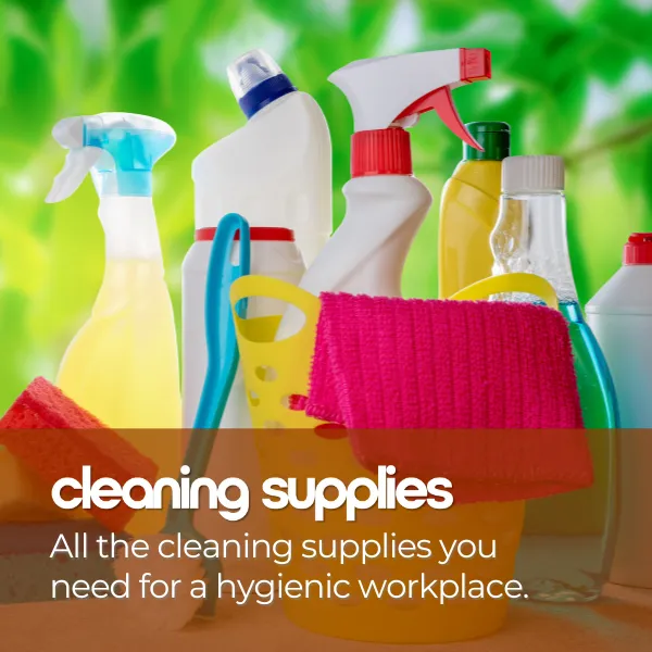 All the cleaning supplies you need for a hygienic workplace.